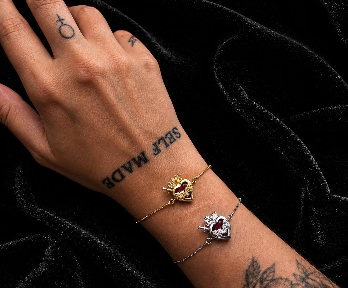 Scared Heart & Dagger Slider Bracelet