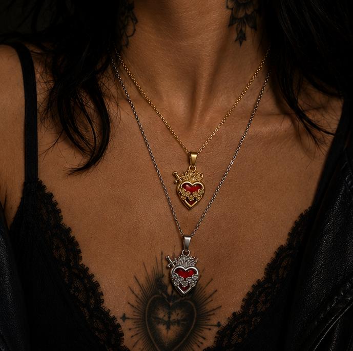 Sacred Heart & Dagger Necklace