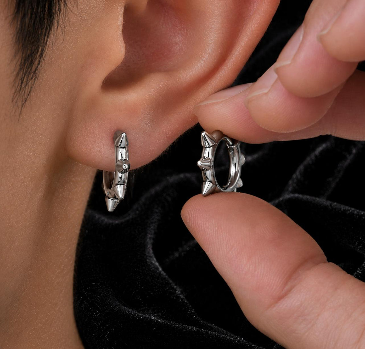 Spike Huggie Earrings Hoops
