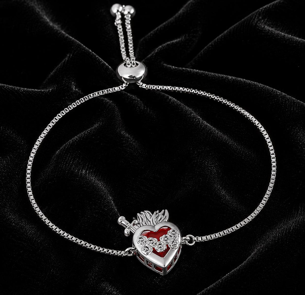 Scared Heart & Dagger Slider Bracelet