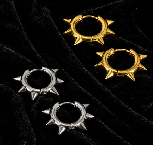 Spike Huggie Earrings Hoops